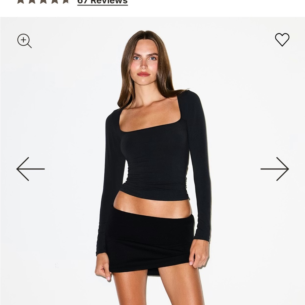 Skims COTTON JERSEY SCOOP NECK LONG SLEEVE TOP, Sold Out On Site, Size S